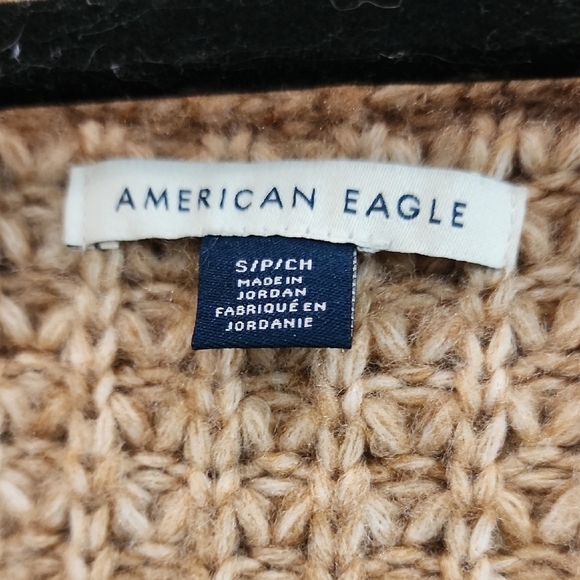 American Eagle Oversized Brown V-Neck Sweater - Picture 2 of 6